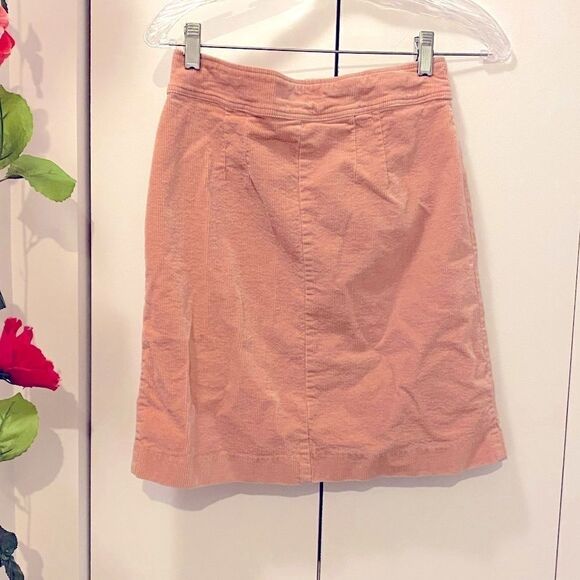 🌷 Tristan 🌷 Peach Coral Pink Corduroy Button Up Skirt - Picture 4 of 6